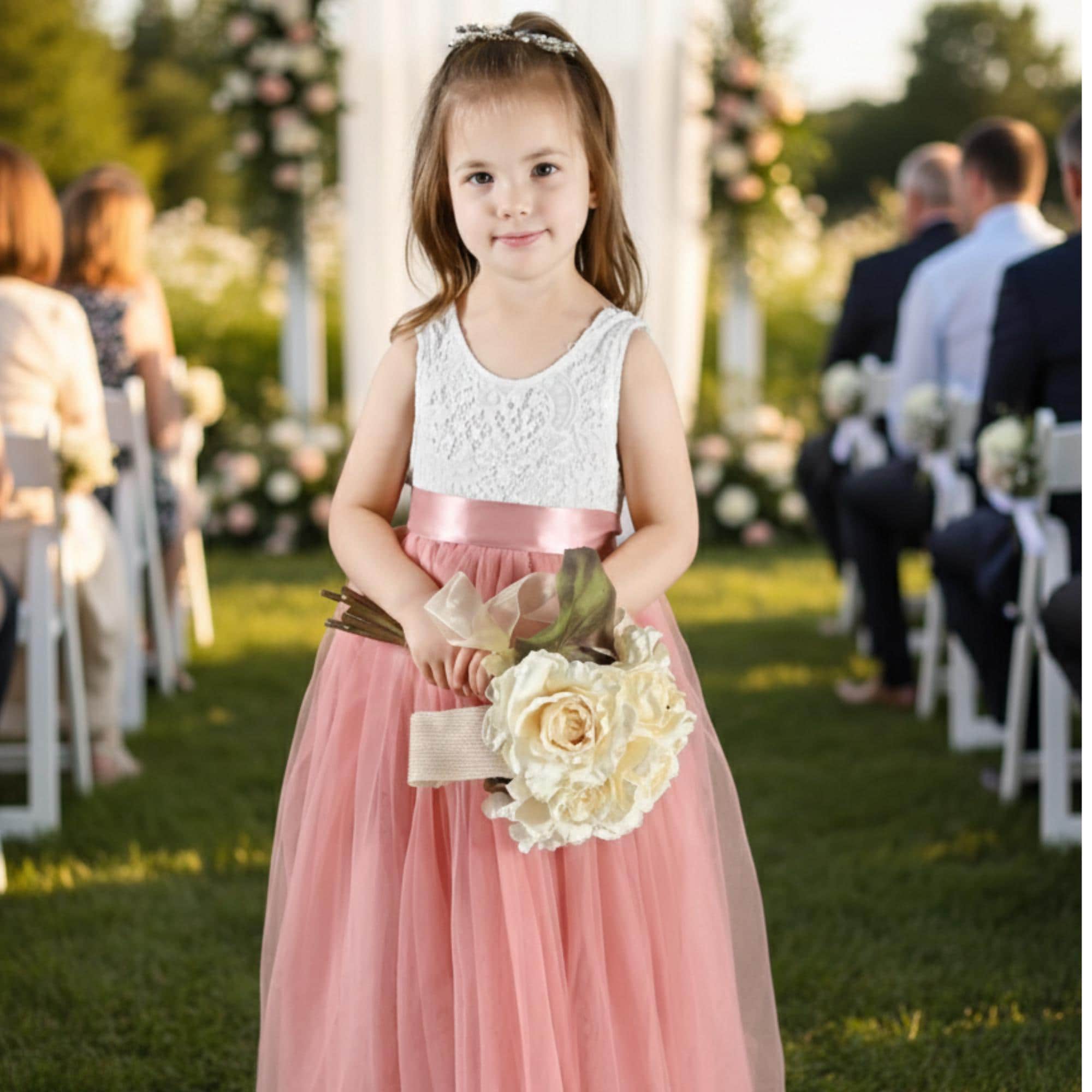 sachin and babi light blue dress Azazie Pollie Blushing Pink Dusty Sage A-Line Bow Tulle Dress main image 0
