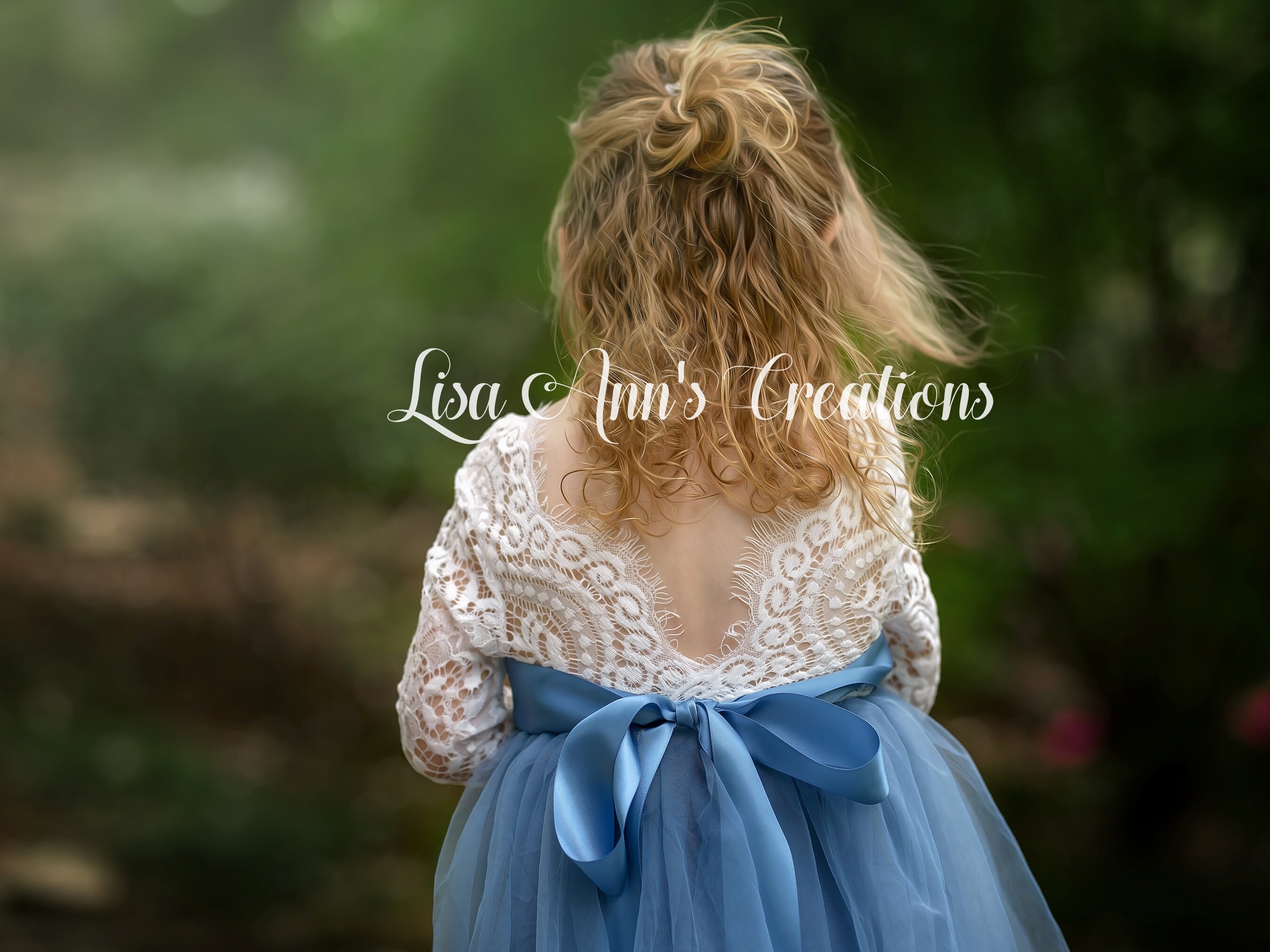 Dusty Blue Flower Girl Dress Tulle 