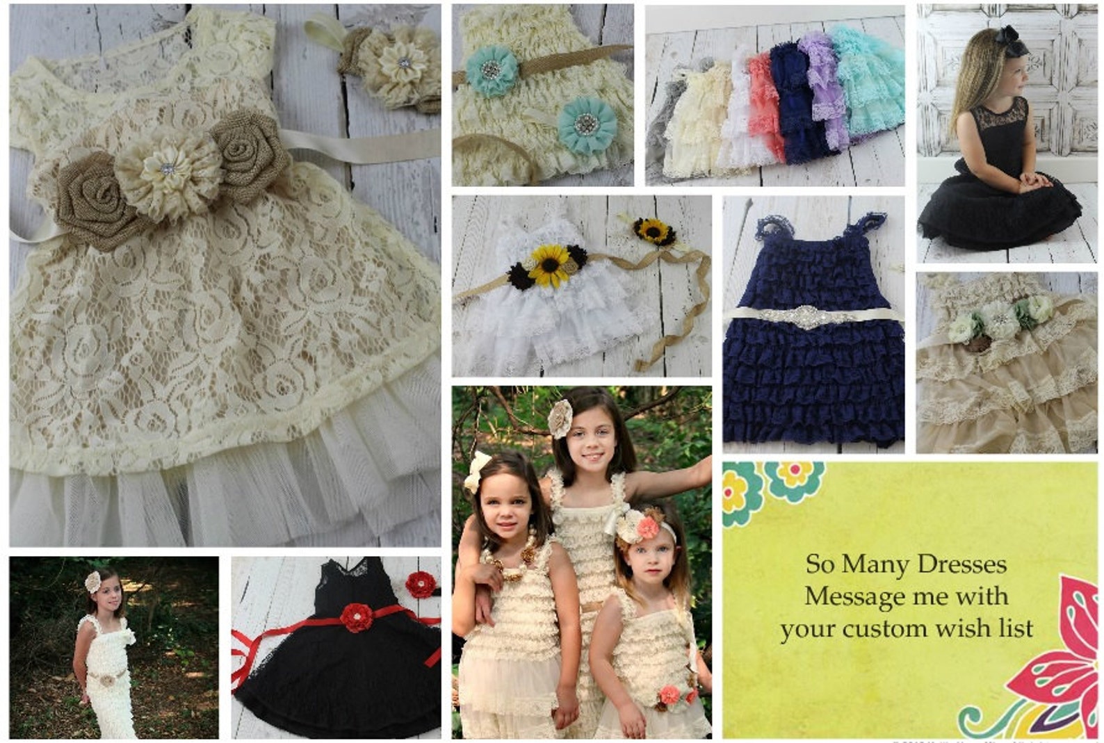 Navy Flower Girl Dress Sunflower Rustic Junior Bridesmaid Etsy