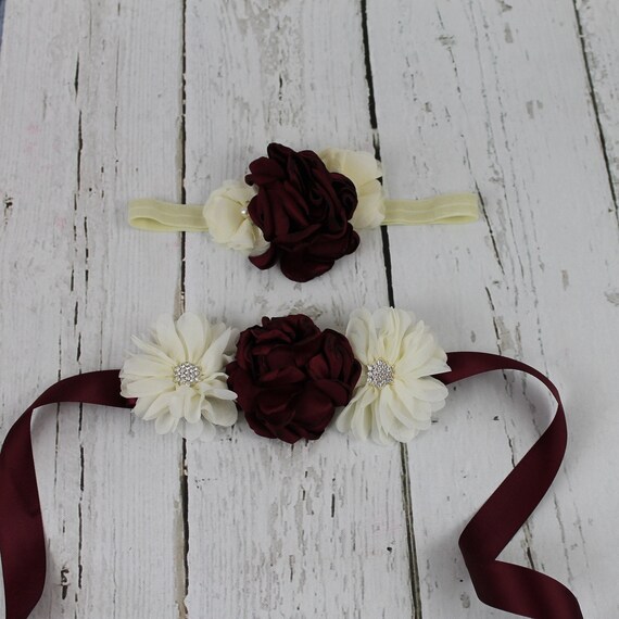 burgundy flower girl sash