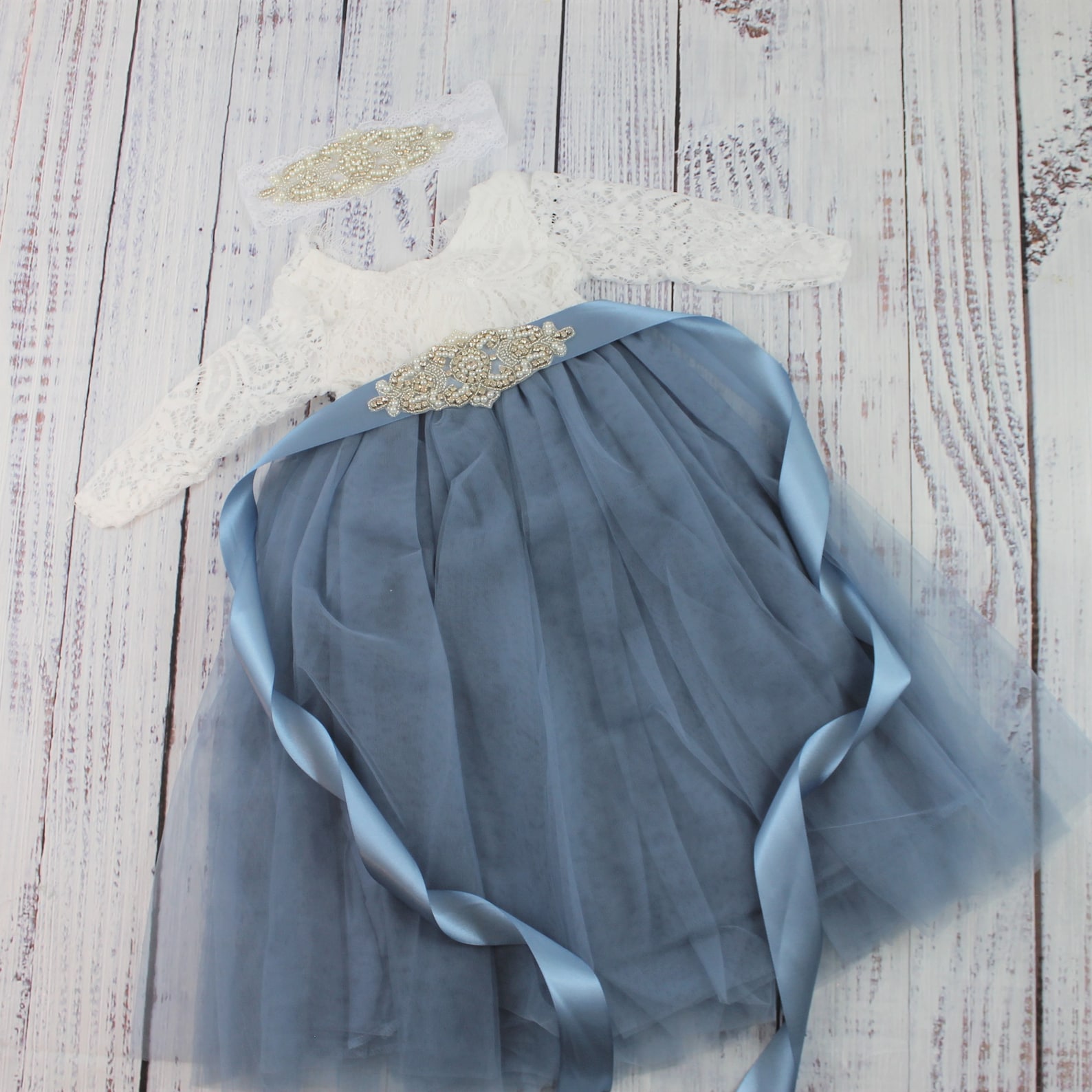 Dusty Blue Pix Tutu Dresses, Tulle Flower Girl Dresses, Cheap Little Girl Dresses for Wedding, FG046