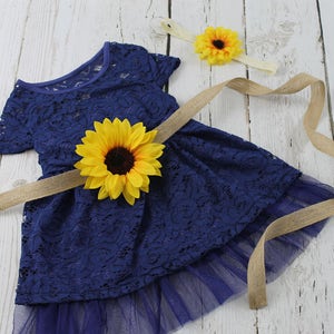 navy sunflower dress