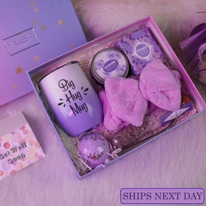 Get Well Soon Care Package for Women, Luxurious Lavender Gift Basket for Sending Love Sickness Surgery Recovery Feel Better Spa Set