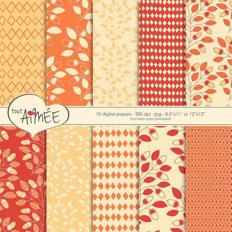 Digital Scrapbook Paper Harvest Folk Art Printable Paper Etsy