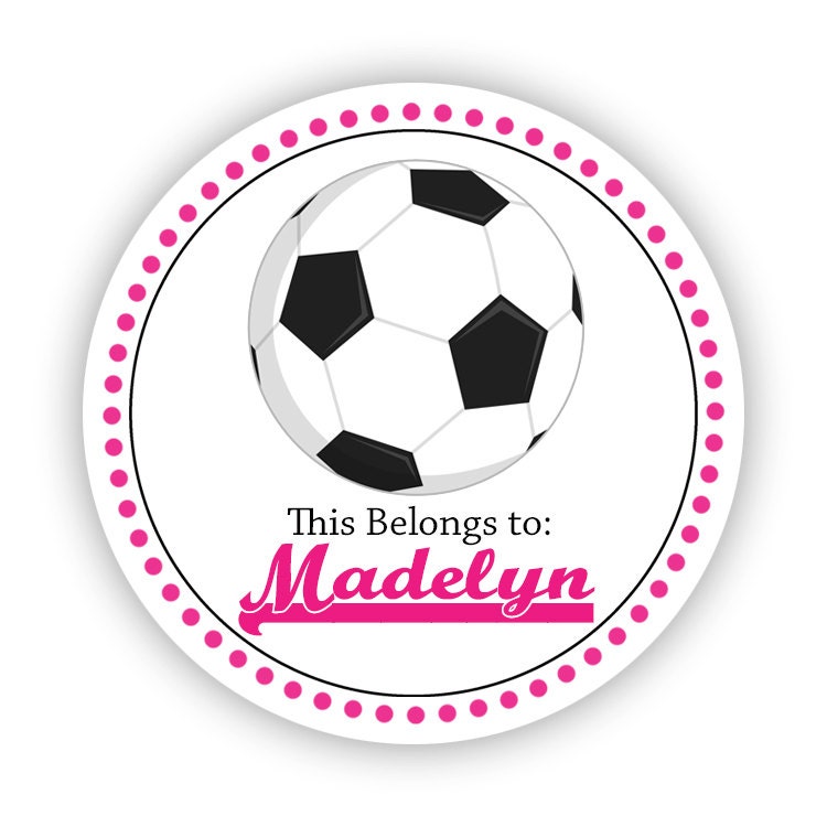 Personalized Name Stickers Pink Black Sport Soccer Ball Etsy Personalized Name Stickers Pink Black Sport Soccer Ball Etsy