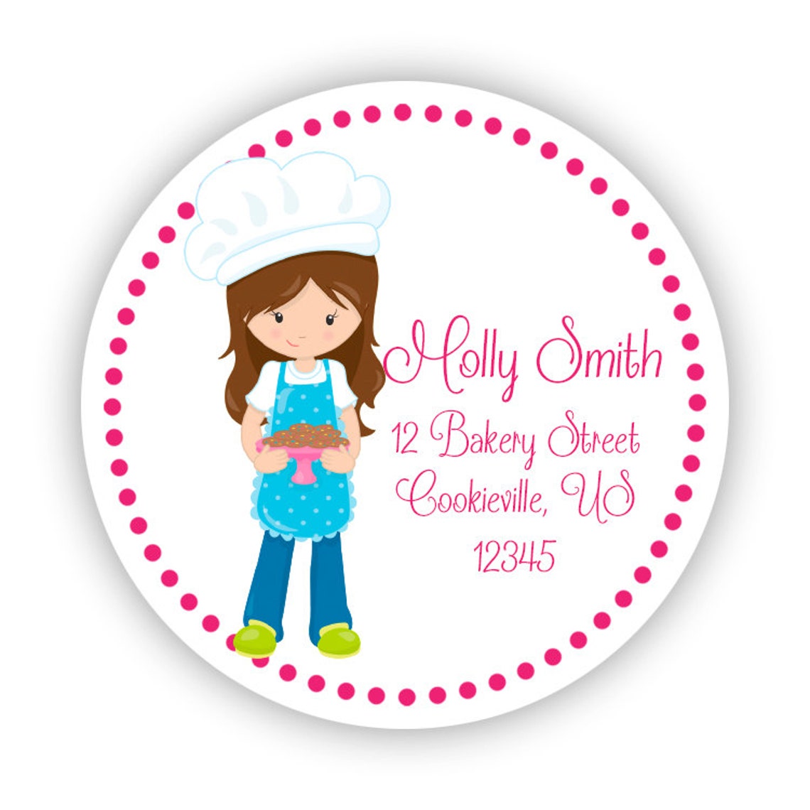 Personalized Baking Address Labels Pink Polka Dots Little Etsy