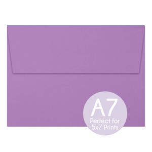 Violet Purple - A7 5x7 Envelopes - 5x7 Invitation Envelopes, Perfect for 5x7 Photo Cards and Invitations, A7 Wedding Envelopes - Set of 8