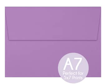 Violet Purple - A7 5x7 Envelopes - 5x7 Invitation Envelopes, Perfect for 5x7 Photo Cards and Invitations, A7 Wedding Envelopes - Set of 8