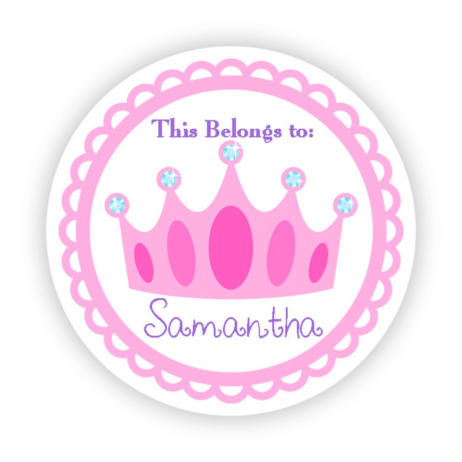 Name Label Tag Stickers Adorable Pink Fairytale Princess Etsy