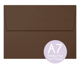 Chocolate Brown - A7 5x7 Envelopes - 5x7 Invitation Envelopes, Perfect for 5x7 Photo Cards and Invitations, A7 Wedding Envelopes - Set of 10