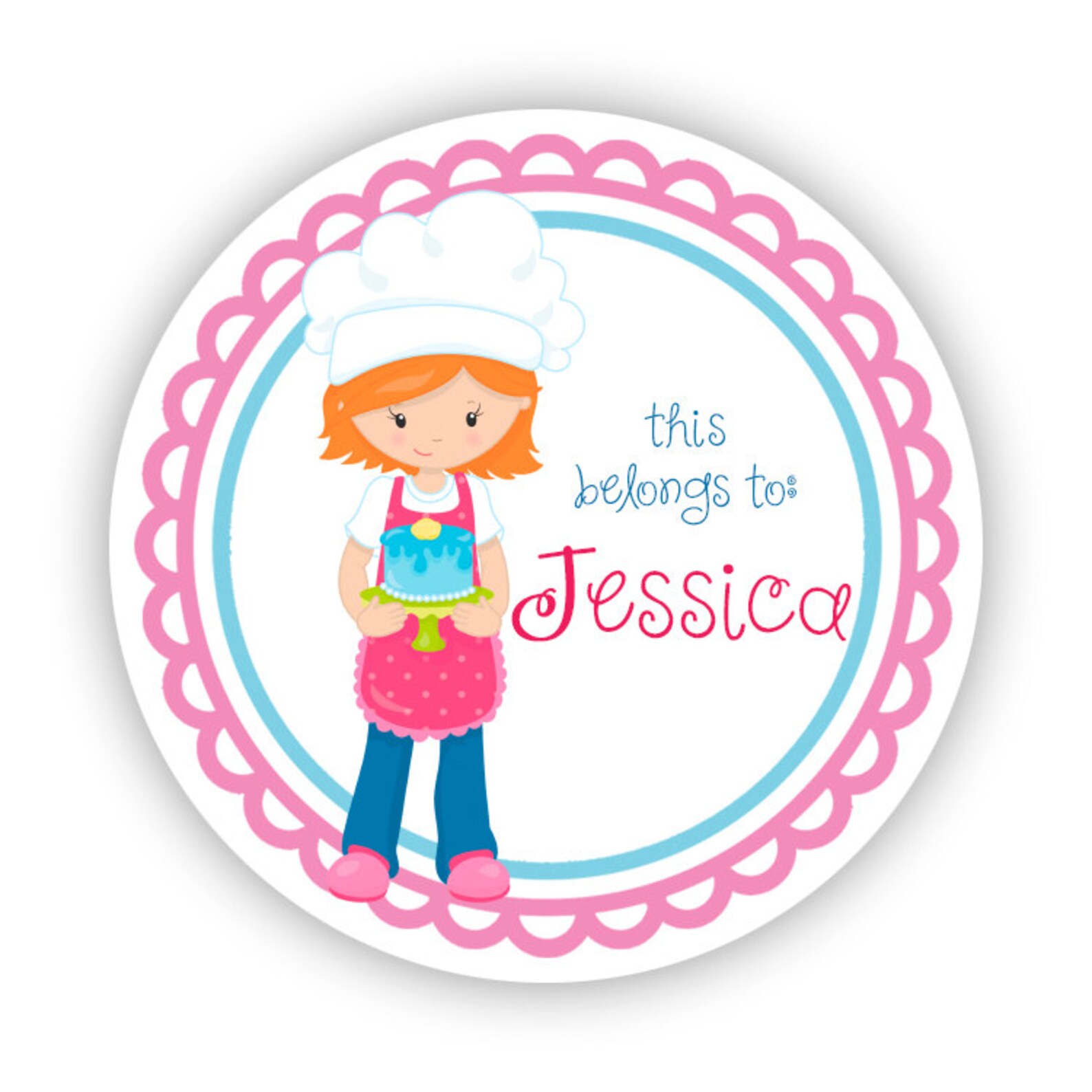 Name Label Personalized Stickers Pink Blue Baker Girl Cake Etsy