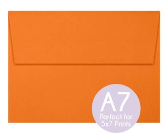 Mandarin Orange - A7 5x7 Envelopes - 5x7 Invitation Envelopes, Perfect for 5x7 Photo Cards and Invitations, A7 Wedding Envelopes - Set of 8