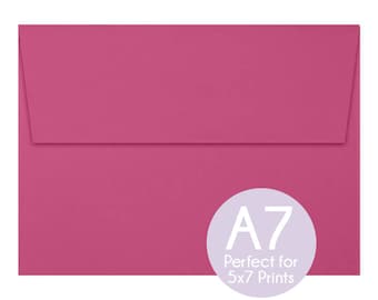 Magenta Pink - A7 5x7 Envelopes - 5x7 Invitation Envelopes, Perfect for 5x7 Photo Cards and Invitations, A7 Wedding Envelopes - Set of 8