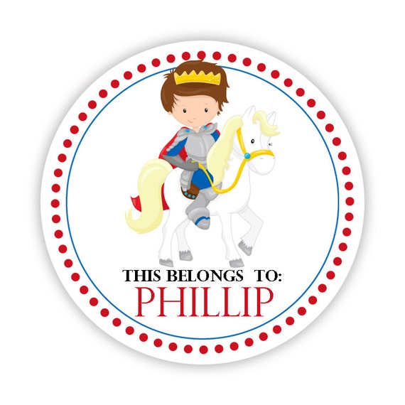 Name Label Stickers Royal Prince Knight Sticker Horse Etsy