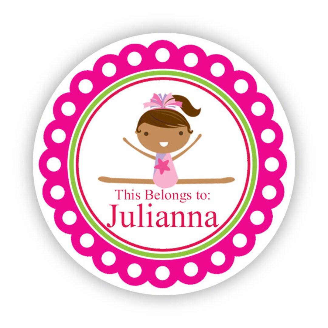 Gymnastic Stickers Pink Red Purple Girl Gymnastic Name Etsy