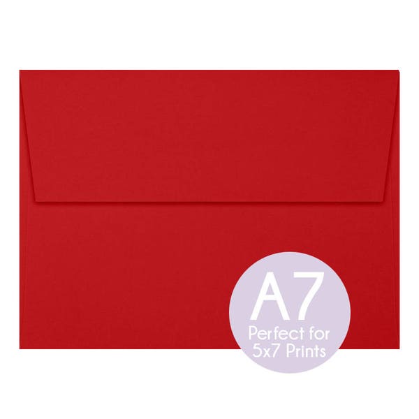 Red - A7 Envelopes - Holiday Red 5x7 Invitation Envelopes, Perfect for 5x7 Photo Cards and Invitations, A7 Wedding Envelopes - Set of 8