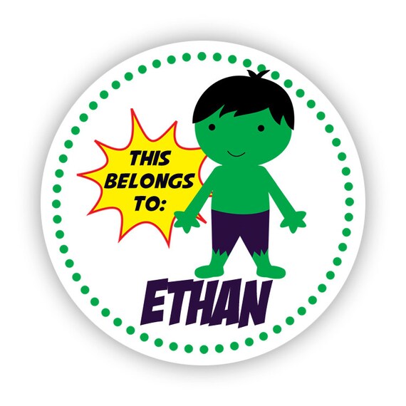 Personalized Name Tags Stickers Purple Green Polka Dot Etsy