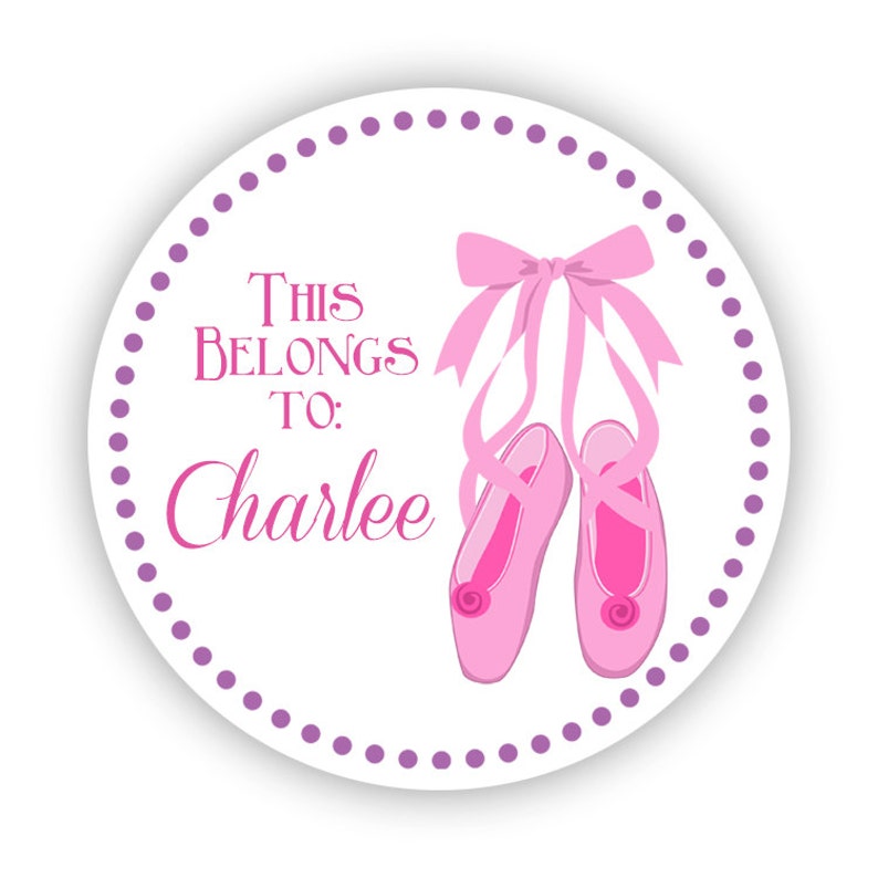 Name Tag Stickers Pink Ballerina Slippers Ballet Etsy