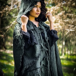 Capa de algodón con capucha: capa élfica medieval, ropa renacentista