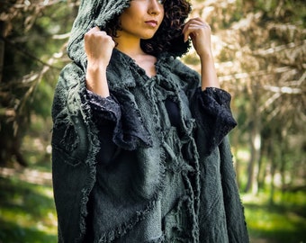 Hooded Cotton Cloak – Medieval Elven Cape, Renaissance Clothing