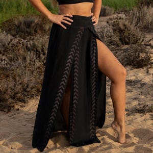 Handmade Tribal Print Maxi Skirt with High Slits, Festival Skirt, Bohemian Long Maxi Skirt, Dancing Skirt, Tribal Skirt, Boho Harem Skirt
