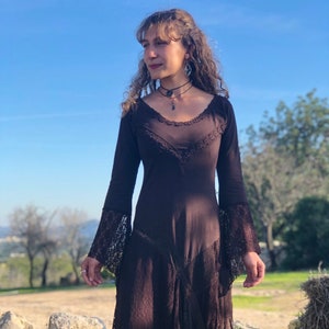 Renaissance Boho Dress: Long Sleeve Lace Cotton Elven Gown