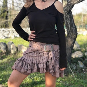 Elven Mini hebilla falda, falda de hadas, falda Pixie, ropa de festival, ropa tribal, falda étnica, falda hippie, Boho imagen 2