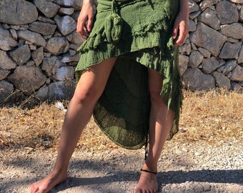 High-Low Cotton Pixie Skirt: Bohemian Festival Style