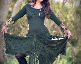 Boho Lace Dress, Elves Dress, Medieval Dress, Pixie Dress, Fairy Dress, Asymmetric Dress, Gothic Dress, Fantasy Dress,