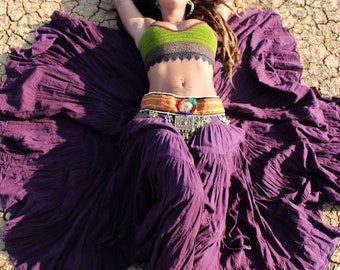Spódnica Flamenco Purple, Spódnica Cygańska, Spódnica Boho, Ubranie Wróżki, Długa Spódnica, Spódnica Sufi, Spódnica Nomad Festival, Spódnica do Tańca Brzucha,