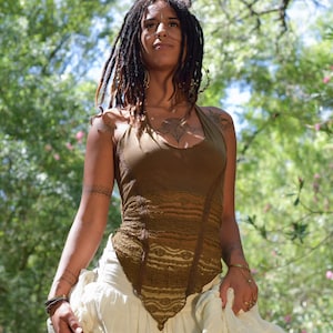 Haut corset en dentelle bohème - Haut féerique dos nu dos nu, vêtements de festival en coton