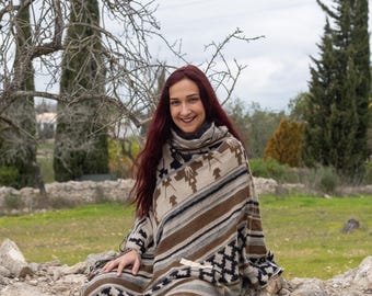 Warm Boho Poncho, Bohemian Winter, Festival Clothing, Hippie Clothing, Gypsies Clothing, Tribal Poncho, Fairy Faerie Poncho, Pixie Poncho