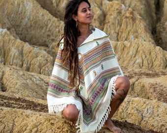 Tribal Kapuzen Poncho, Ethno Poncho, Festival Poncho, Poncho Schal, Feen Poncho, Pixie Poncho