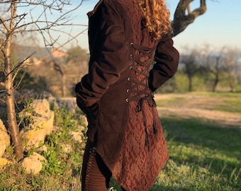 Victorian Fleece Coat: Steampunk Festival Jacket with Lace