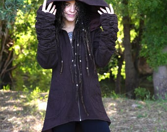 Elven Kapuzenjacke: Leichter Festival Hoodie mit Baumwollfutter