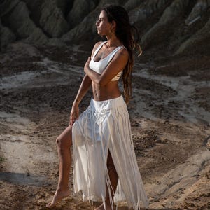 Long fringe skirt shop