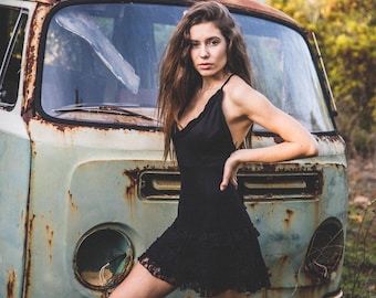 Black Mini Dress: Elven Gothic Bohemian Festival Style