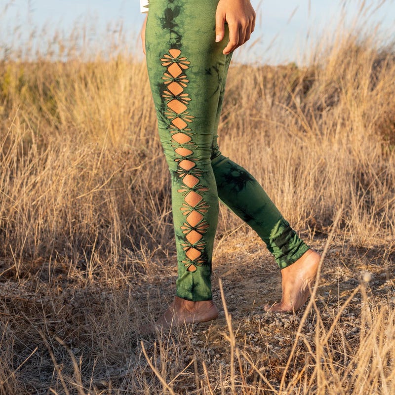 Forest Fern Tie Dye Leggings Teal main image 1