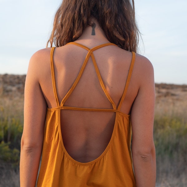 Simple Backless Top, Summer Top, Boho top, Flow Top, Gypsy, Strape, Criss Cross, Nature, Festival, Yoga