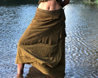 Boho Cotton Gauze Wrap Skirt: Tiered Festival Maxi Skirt