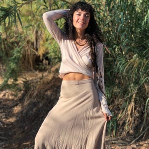 Blusa cruzada bohemia de algodón: blusa bohemia convertible