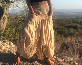 Biologische katoenen Boho Maxi Rok, Prairie Rok, Boho Rok, Hippie Rok, Festival Rok, Asymmetrische Rok, Boerenrok, Lange Rok