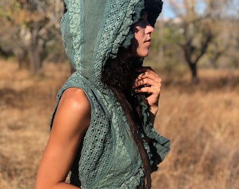 Boho Sleeveless Hooded Vest: Lightweight Cotton Tribal Vest