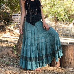 Zigeuner lange rok, Flamenco rok, Fairy rok, Elven rok, buikdans rok, Burning man rok, Boho rok, bruiloft rok, witte rok afbeelding 4