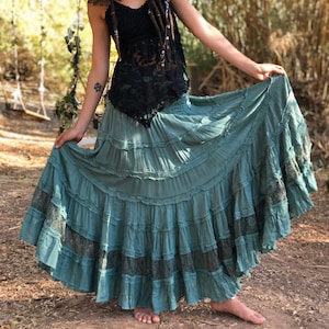 Gypsy Long Skirt, Flamenco Skirt, Fairy Skirt, Elven Skirt, Belly Dance Skirt, Burning man Skirt, Bohemian Skirt, Wedding Skirt, White Skirt zdjęcie 3