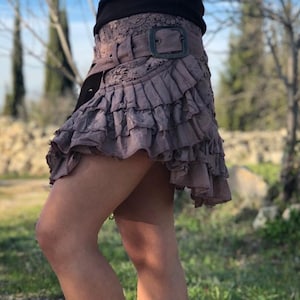 Mini Frill Skirt, Elven Fairy Pixie Belted Bohemian Clothing.