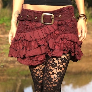 Gonna PALAWAN Corta Con Frange Più Applicazioni Strass Vita - Foto 3