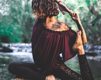 Off Shoulder Bohemian Top: Soft Viscose Blend