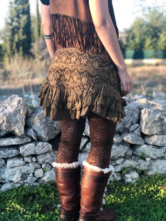 mini wrap skirt boho