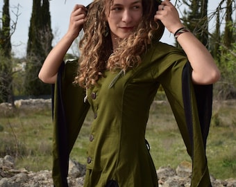 Veste elfique à capuche : manteau Renaissance Pixie Faerie